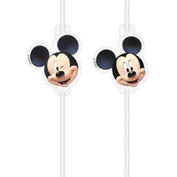 PROCOS - 4 plastic rietjes met Mickey afbeelding - Decoratie > Rietjes